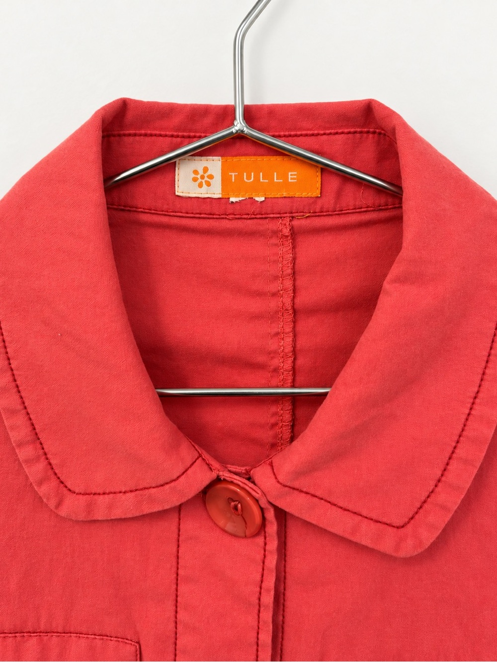 Tulle Coral Button-Front Trench Coat - Picture 2 of 4